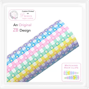 ⋅ Daisy Gingham ⋅ Custom Printed Vegan Faux Leather & Hair Clips ⋅