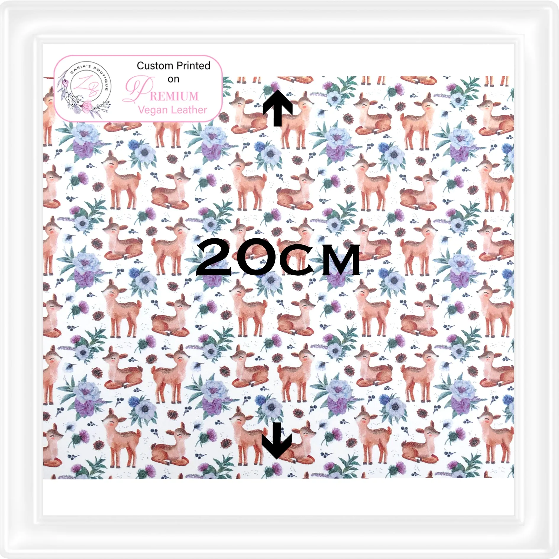 ⋅ My Highland Home ⋅ Deer Fawn Floral ⋅ Custom Printed Vegan Faux Leather ⋅