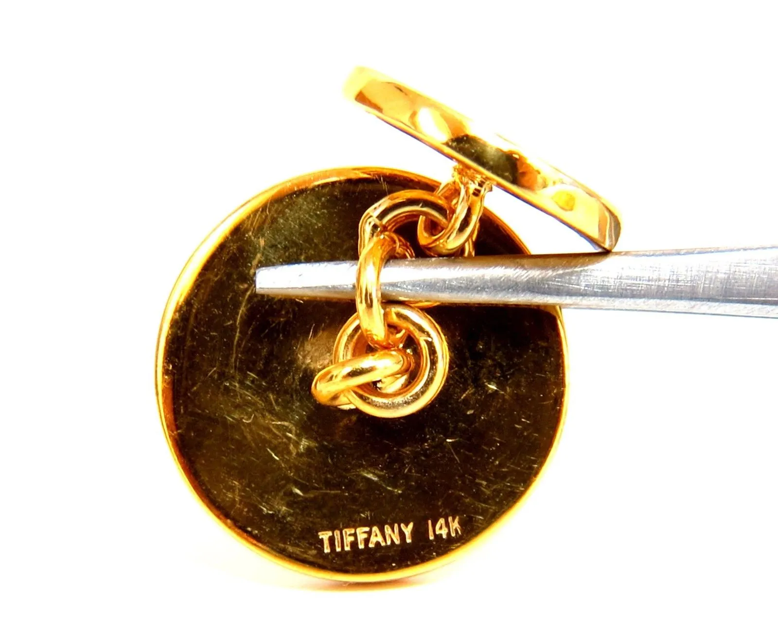14kt 3D circular double textured Gold cufflinks