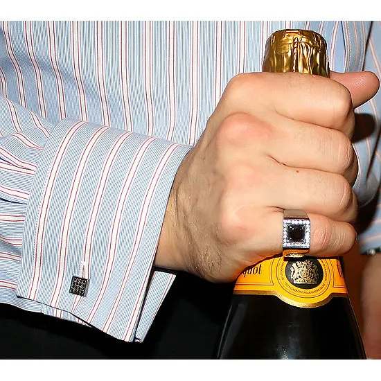 18k White Gold Black Diamond Cufflinks Cuadrado