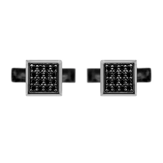 18k White Gold Black Diamond Cufflinks Cuadrado