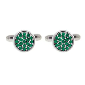 18k White Gold Emerald Cufflinks Redondo