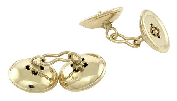1950's Threaded Button Cufflinks in 14 Karat Yellow Gold