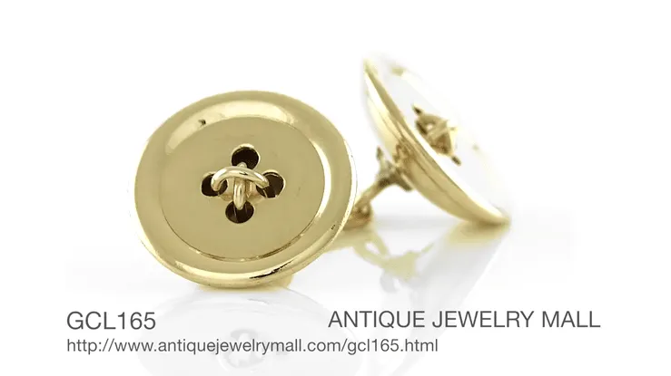 1950's Threaded Button Cufflinks in 14 Karat Yellow Gold
