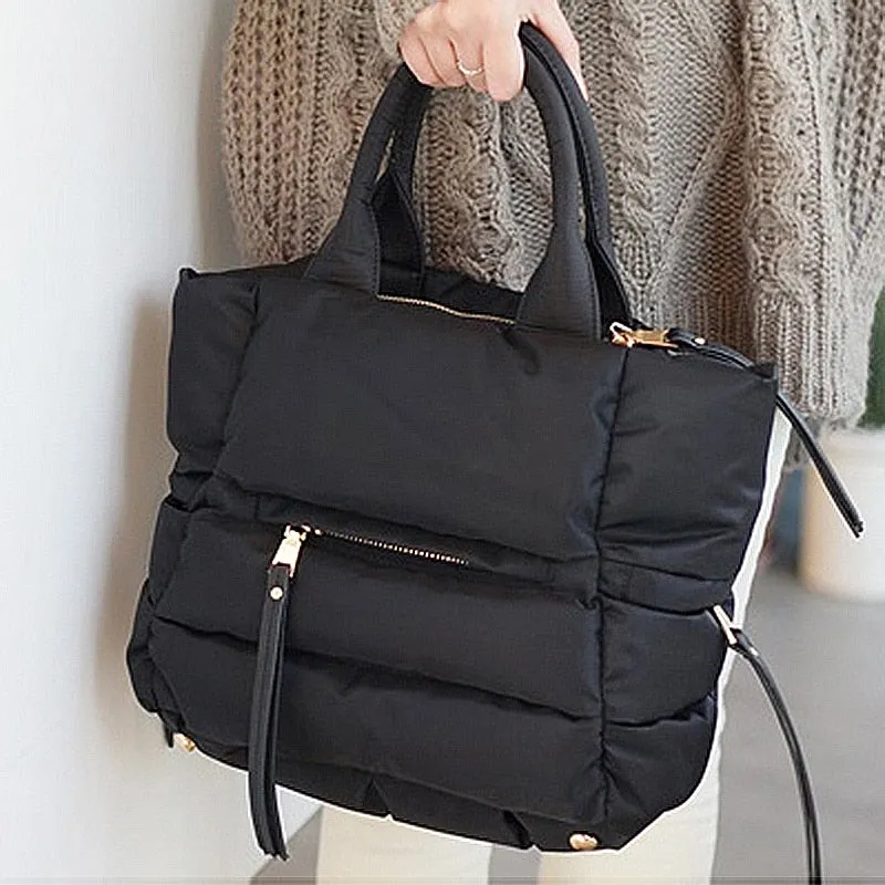 2020 New Winter Space Cotton Handbag Women Casual Totes Bag Down Feather Padded Lady Shoulder Bag Sac A Mian Crossbody Bag