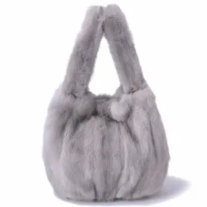 2022 New Women Fashion Mink Fur Handbags Lady Luxury Tote Bags Shoulder Fluffy Large Capacity 7972