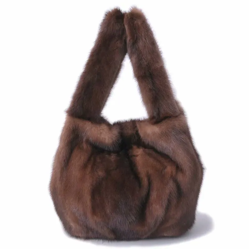 2022 New Women Fashion Mink Fur Handbags Lady Luxury Tote Bags Shoulder Fluffy Large Capacity 7972