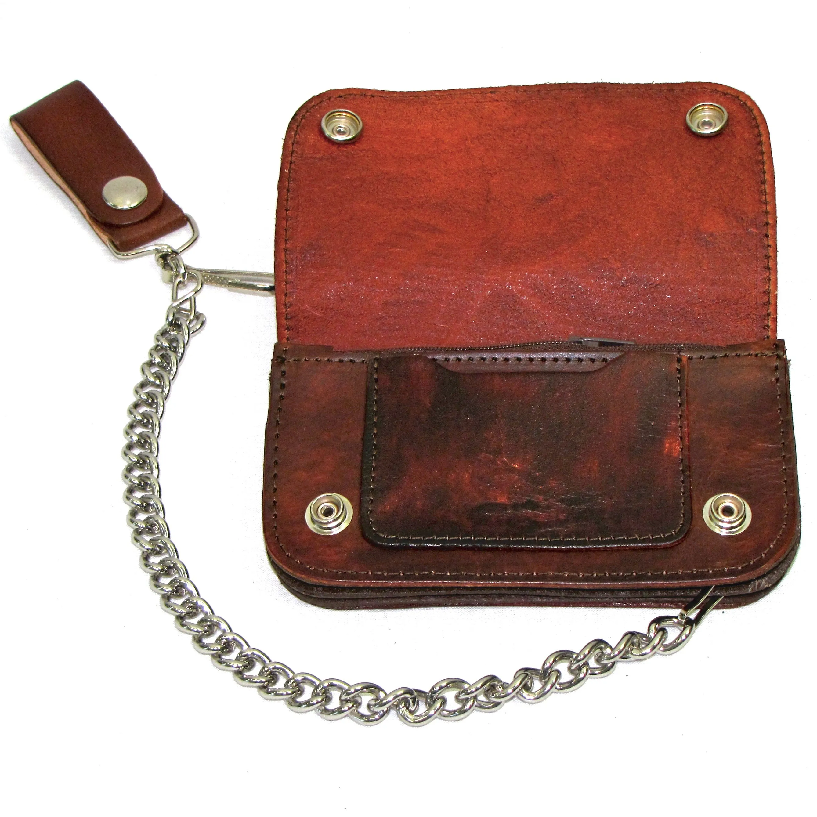 AB412-63  6" Antique Finish Biker Wallet- Cougar