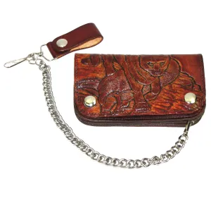 AB412-63  6" Antique Finish Biker Wallet- Cougar