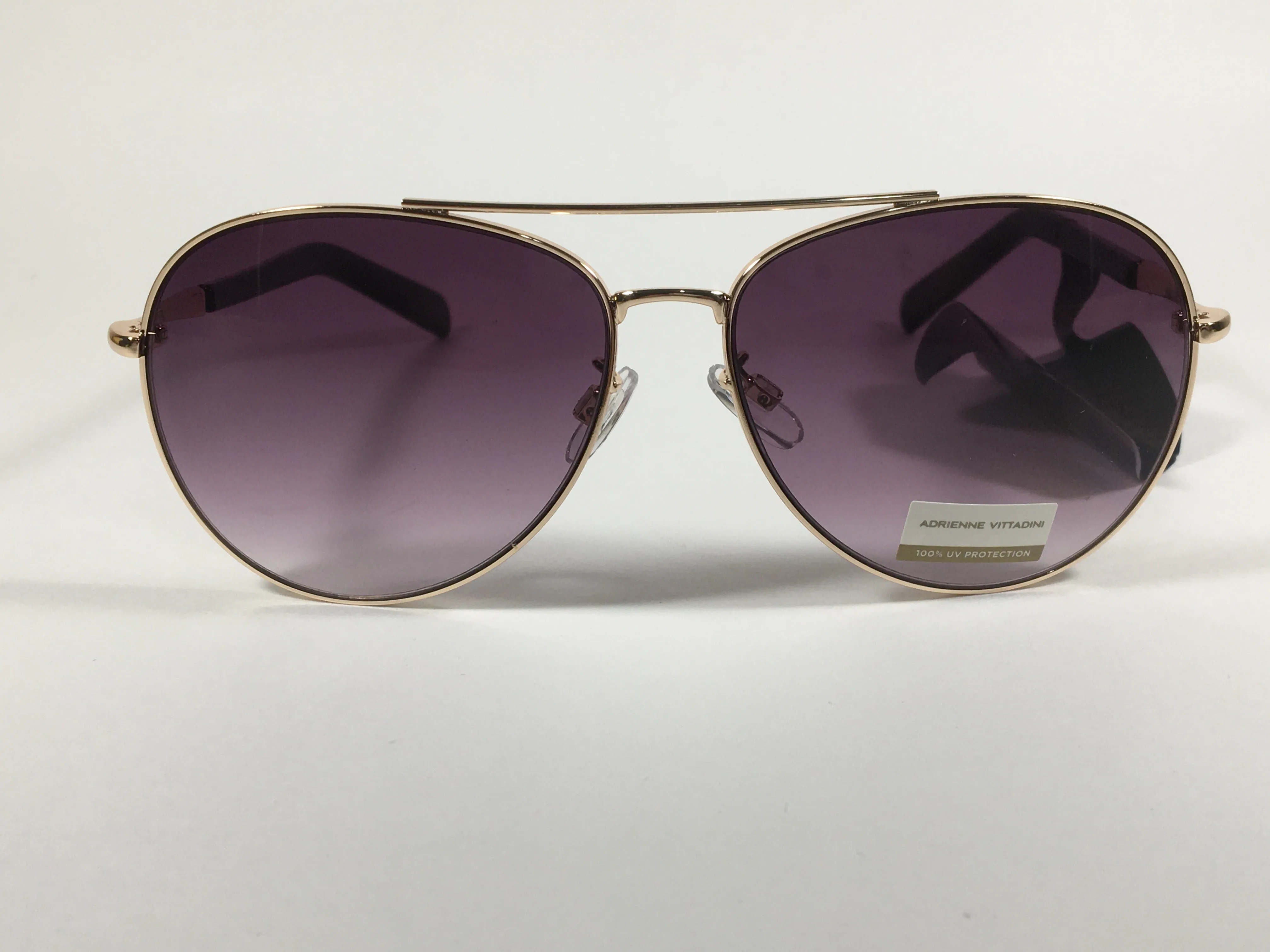 Adrienne Vittadini Aviator Sunglasses Gold Frame Smoke Gradient Lens AV3023CE