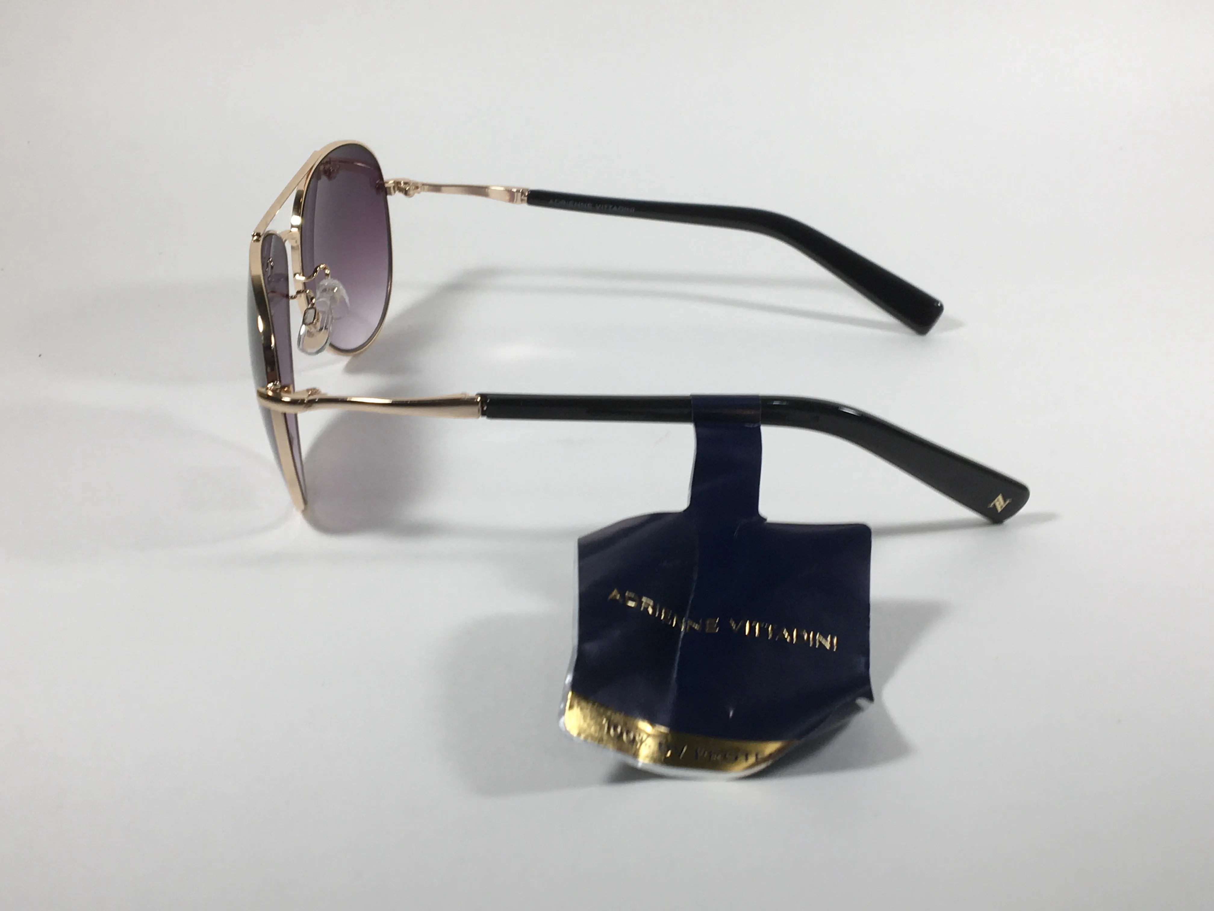 Adrienne Vittadini Aviator Sunglasses Gold Frame Smoke Gradient Lens AV3023CE