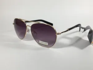 Adrienne Vittadini Aviator Sunglasses Gold Frame Smoke Gradient Lens AV3023CE