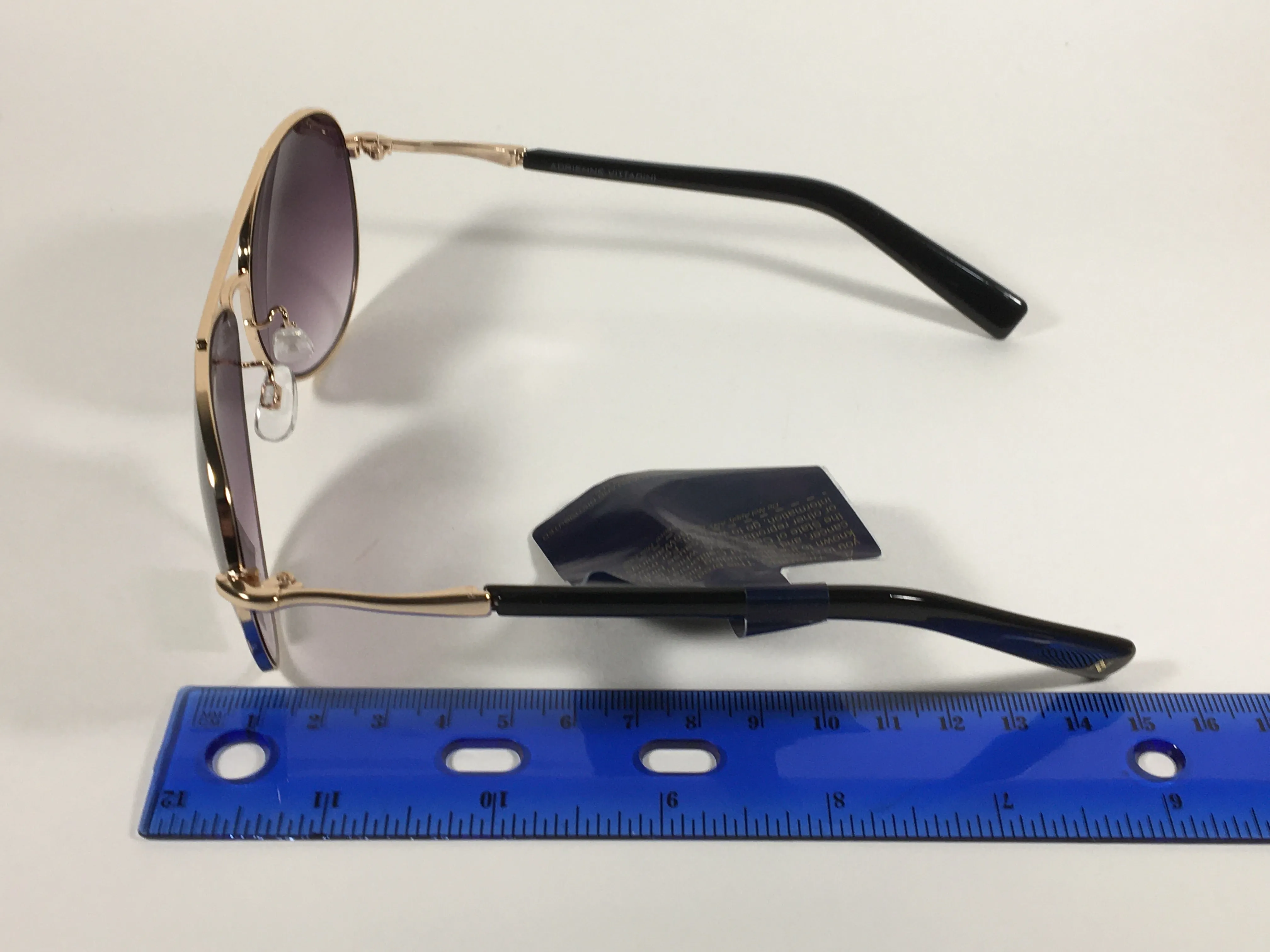 Adrienne Vittadini Aviator Sunglasses Gold Frame Smoke Gradient Lens AV3023CE