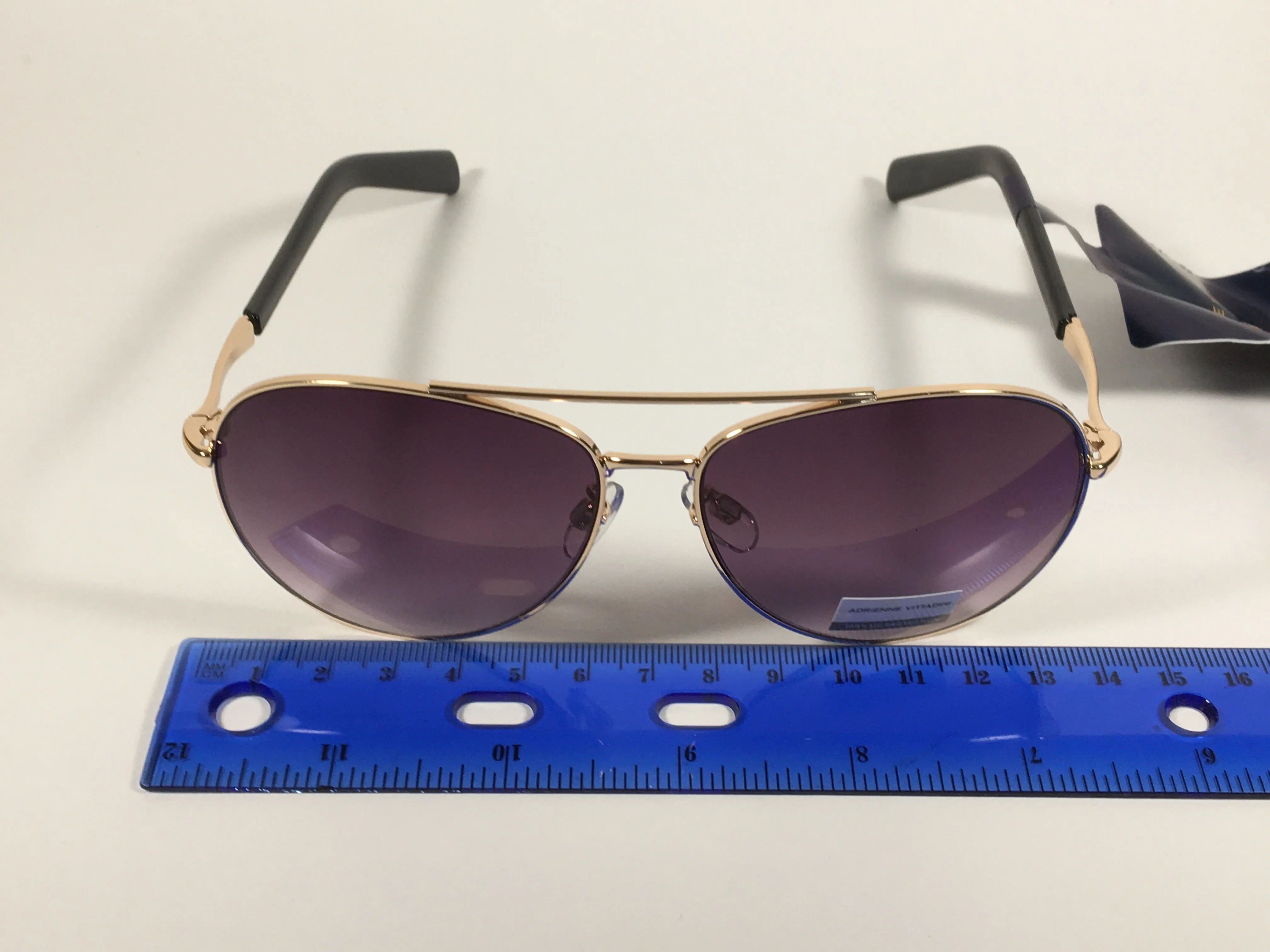 Adrienne Vittadini Aviator Sunglasses Gold Frame Smoke Gradient Lens AV3023CE