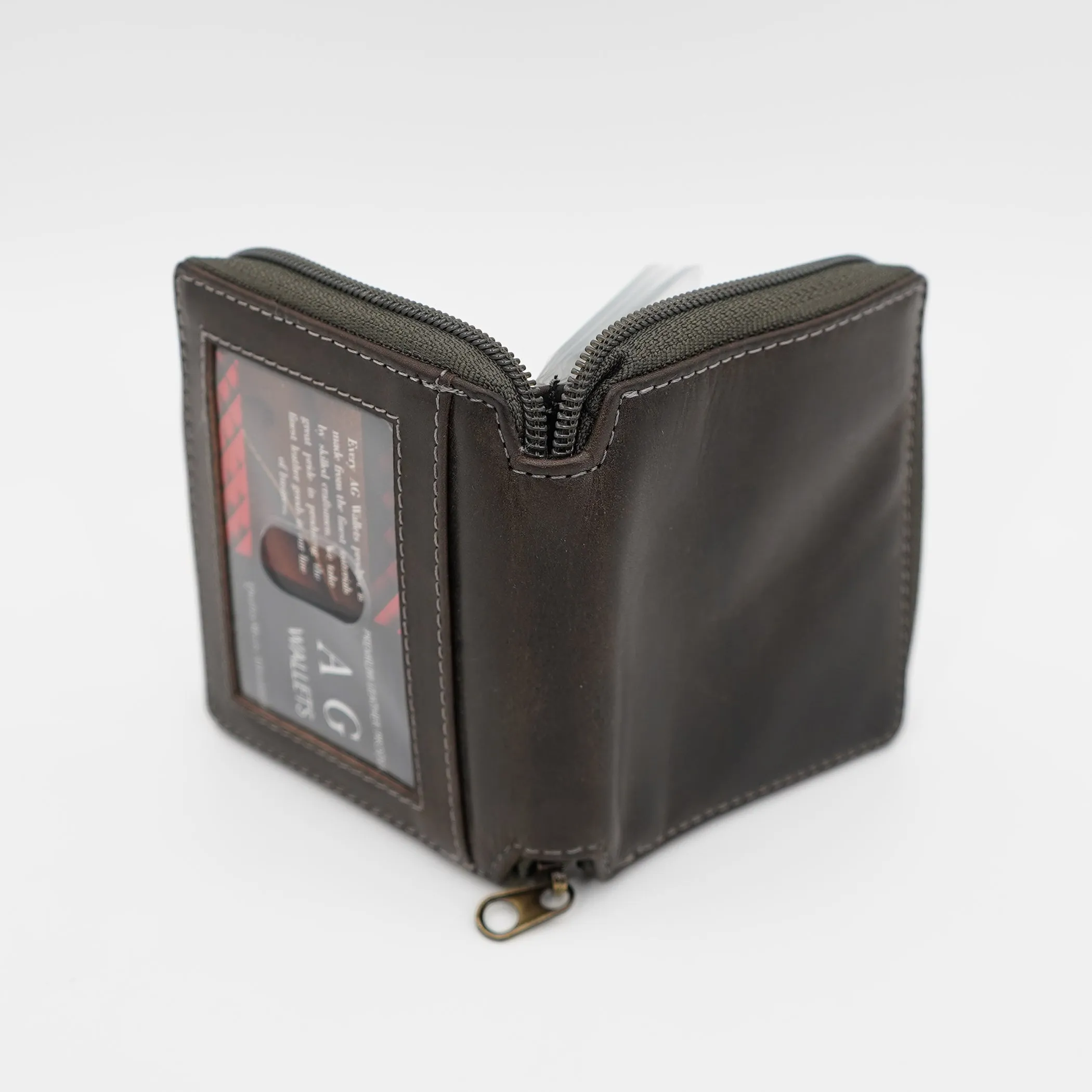AG Wallets Zip Around Napa Leather Wallet: Effortless Organization with 6 Card Slots, Bill Compartment, and Secure Plastic Inserts