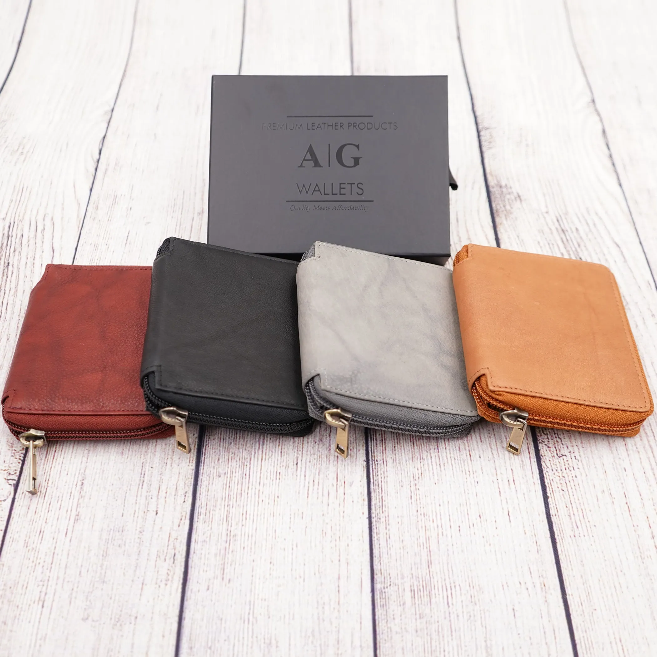 AG Wallets Zip Around Napa Leather Wallet: Effortless Organization with 6 Card Slots, Bill Compartment, and Secure Plastic Inserts