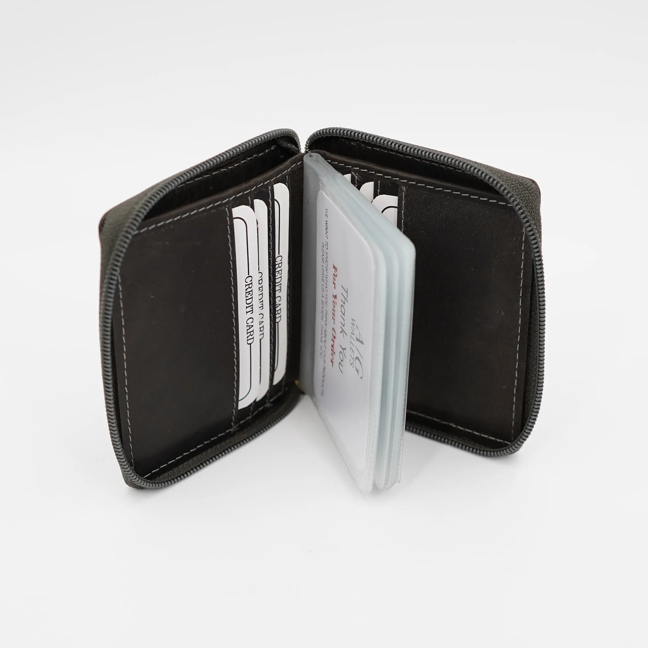 AG Wallets Zip Around Napa Leather Wallet: Effortless Organization with 6 Card Slots, Bill Compartment, and Secure Plastic Inserts