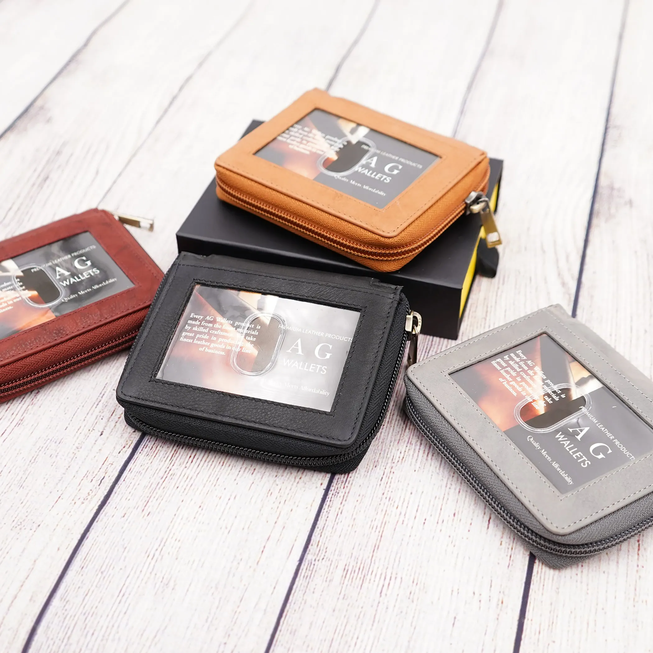 AG Wallets Zip Around Napa Leather Wallet: Effortless Organization with 6 Card Slots, Bill Compartment, and Secure Plastic Inserts