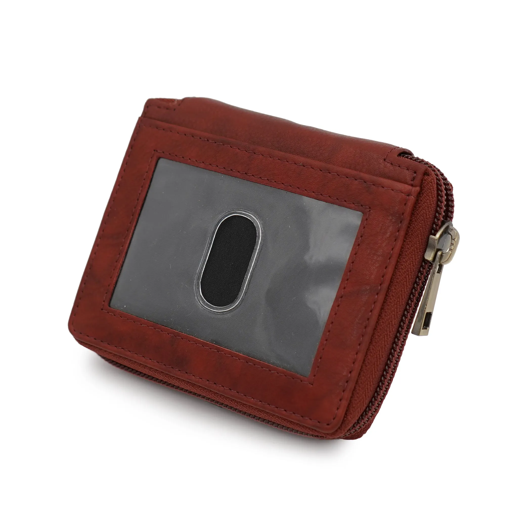 AG Wallets Zip Around Napa Leather Wallet: Effortless Organization with 6 Card Slots, Bill Compartment, and Secure Plastic Inserts