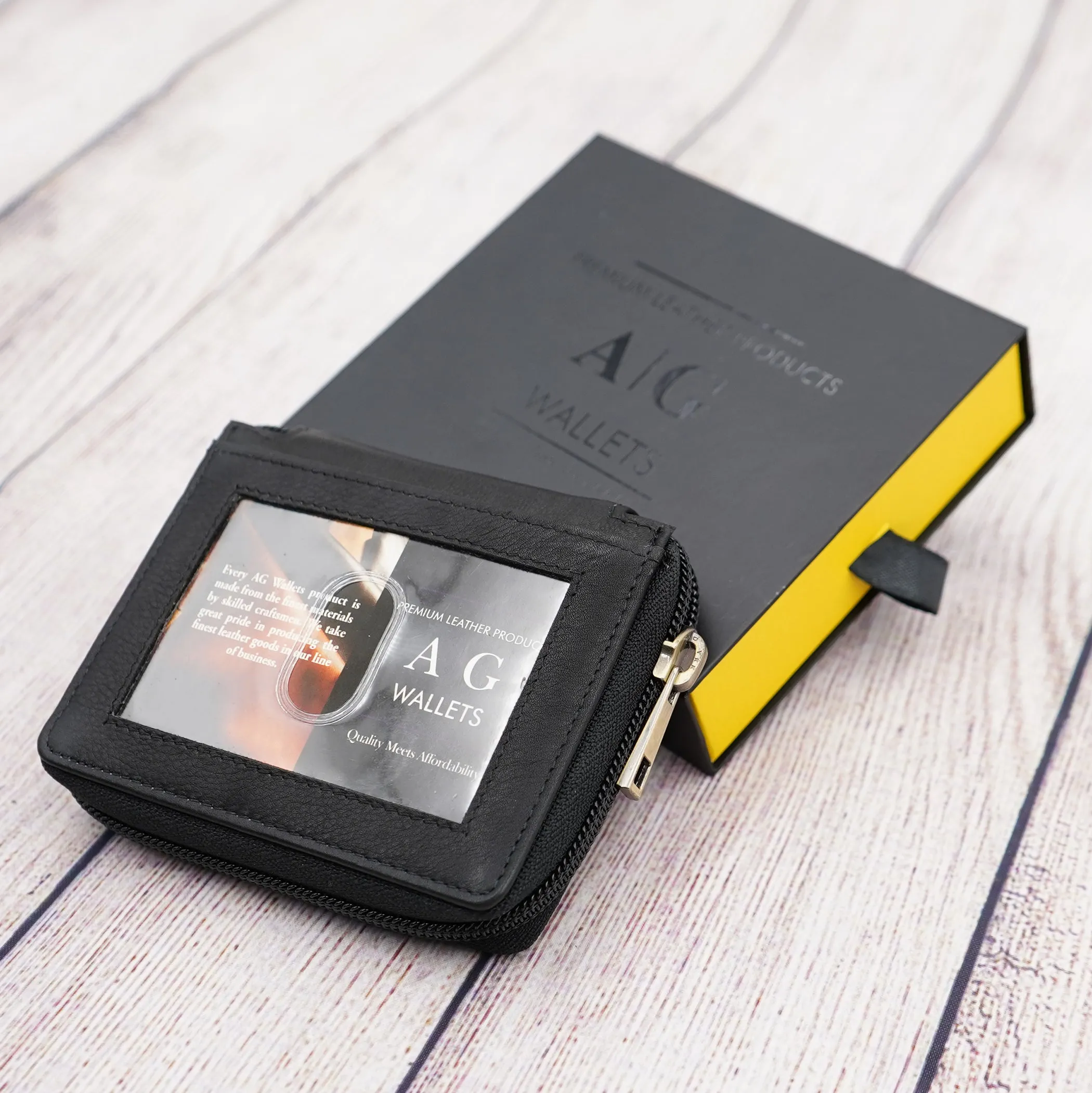 AG Wallets Zip Around Napa Leather Wallet: Effortless Organization with 6 Card Slots, Bill Compartment, and Secure Plastic Inserts