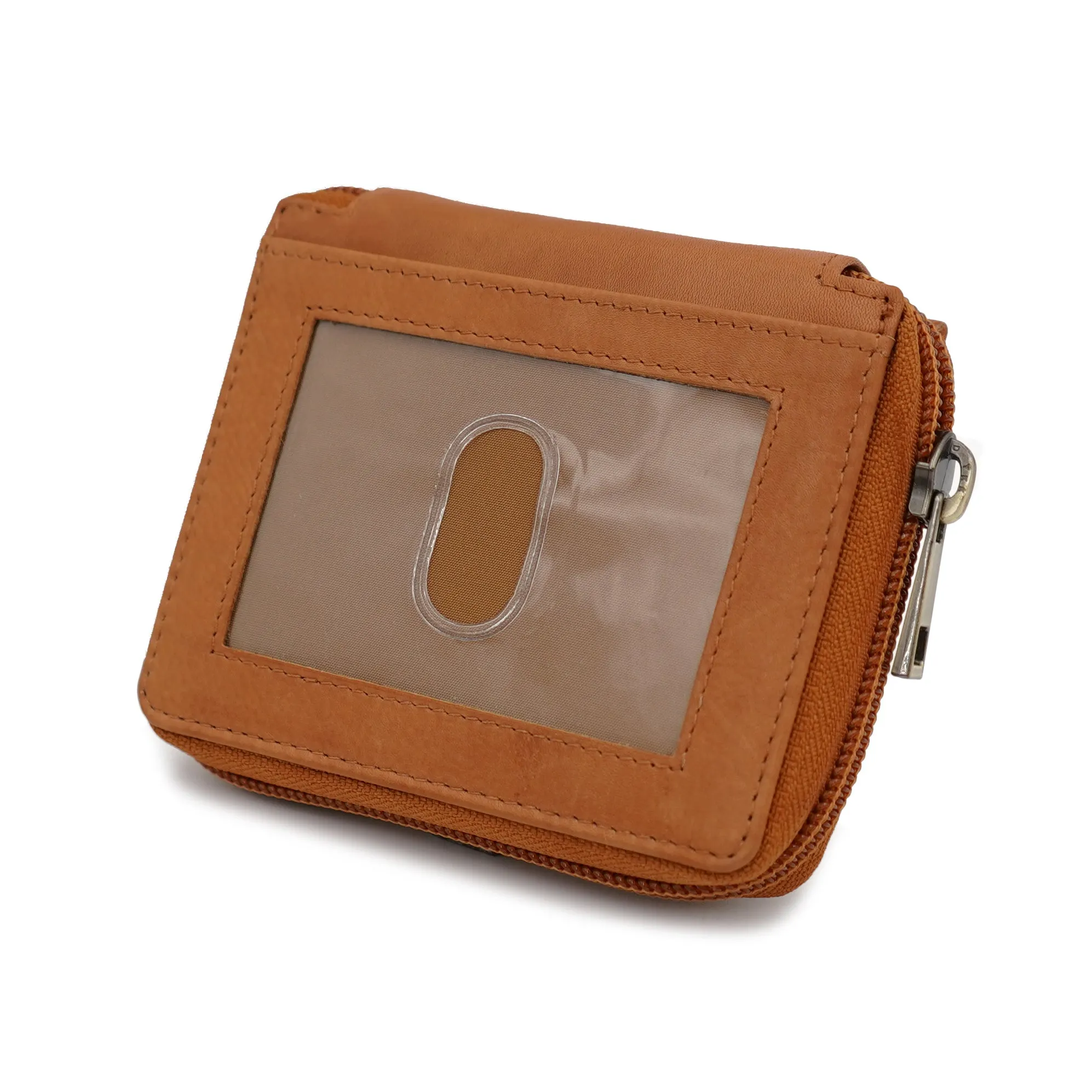 AG Wallets Zip Around Napa Leather Wallet: Effortless Organization with 6 Card Slots, Bill Compartment, and Secure Plastic Inserts