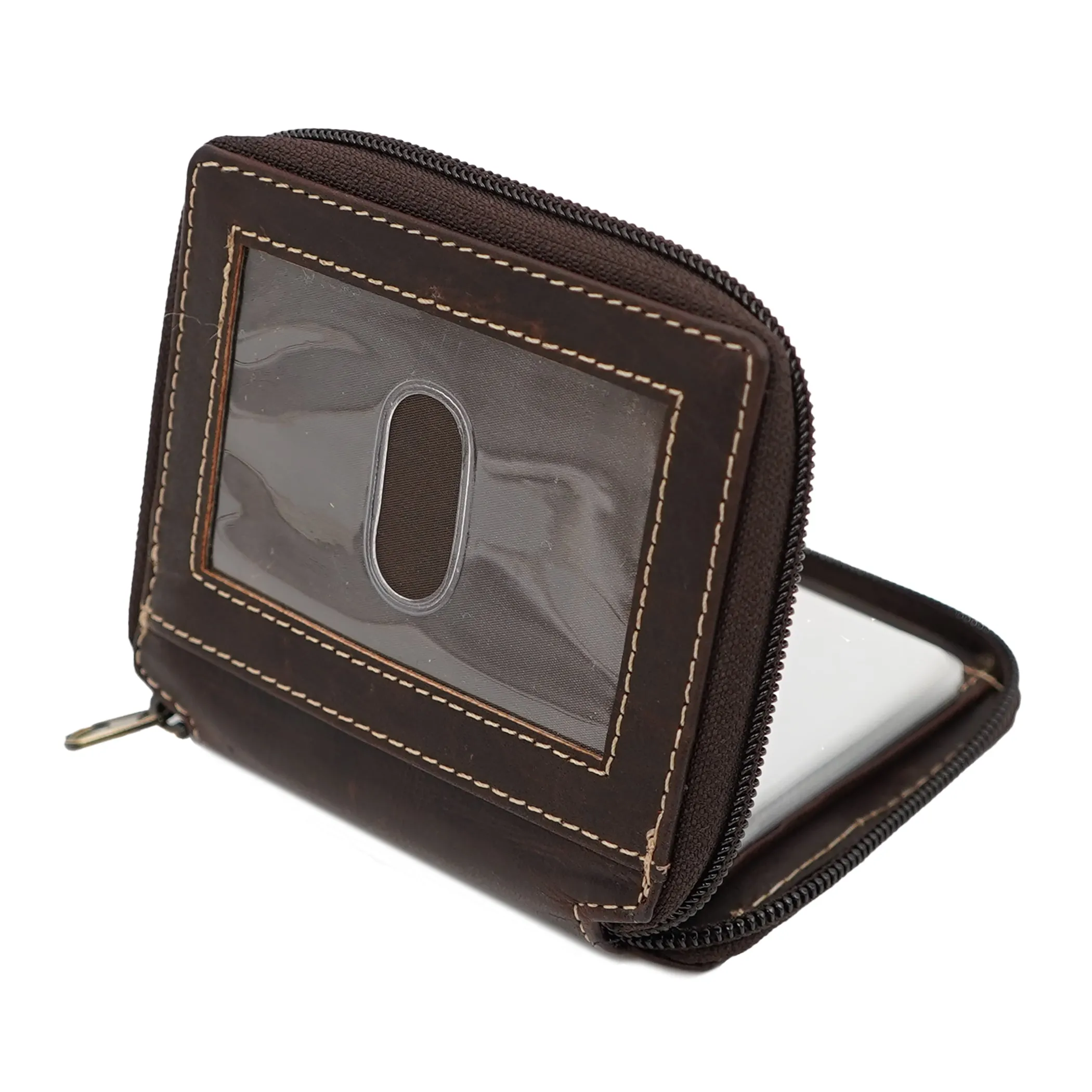 AG Wallets Zip Around Napa Leather Wallet: Effortless Organization with 6 Card Slots, Bill Compartment, and Secure Plastic Inserts