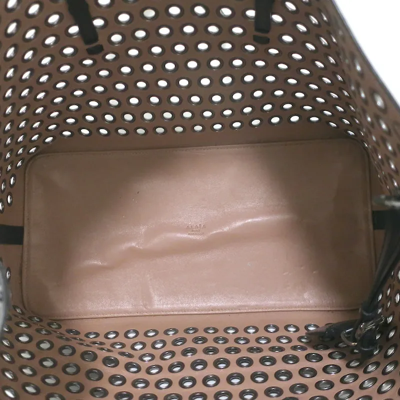 Alaia Mina Grommet Tote Black Leather Large Shoulder Bag