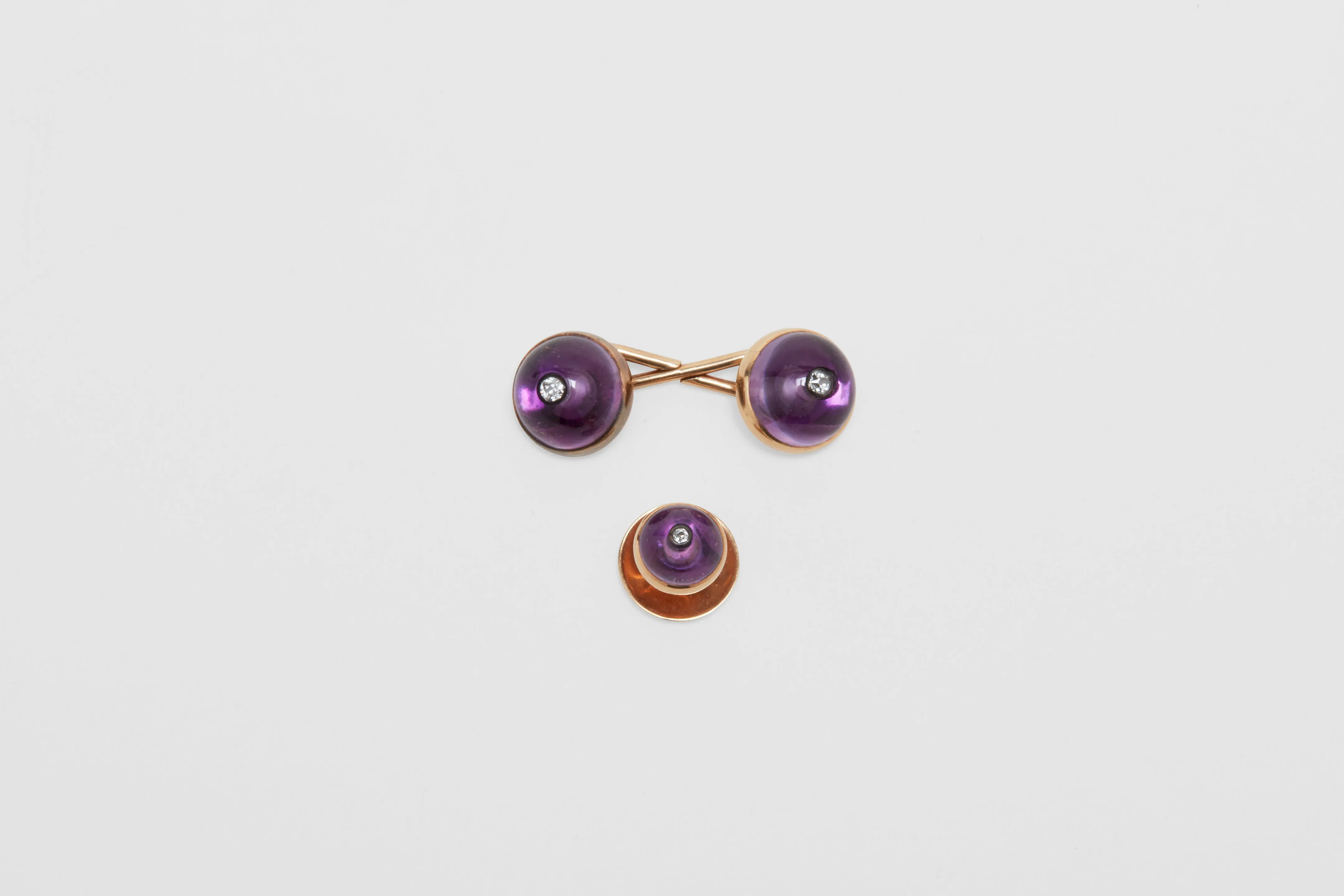 Amethyst & Diamond Cufflinks & Dress Studs