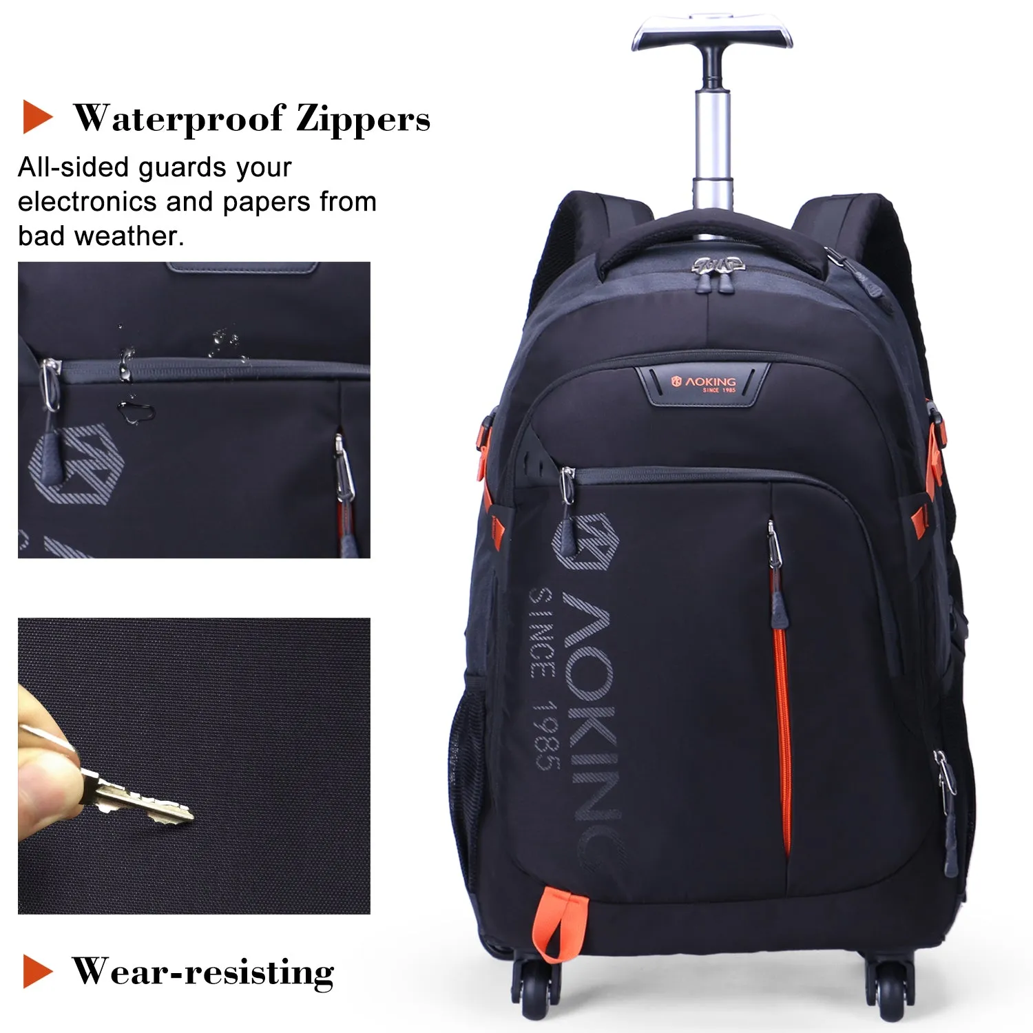 Aoking Waterproof Trolley Backpack With Wheels SLN67056