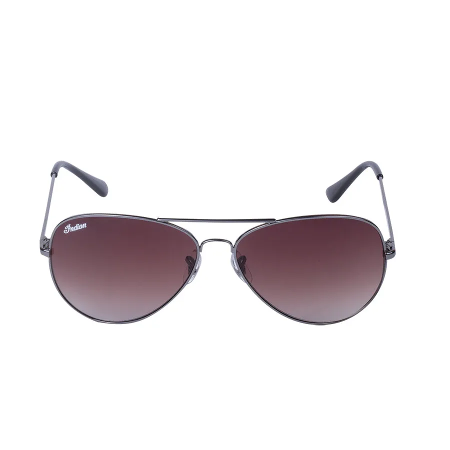 Aviator Sunglasses with Brown Lens, Silver