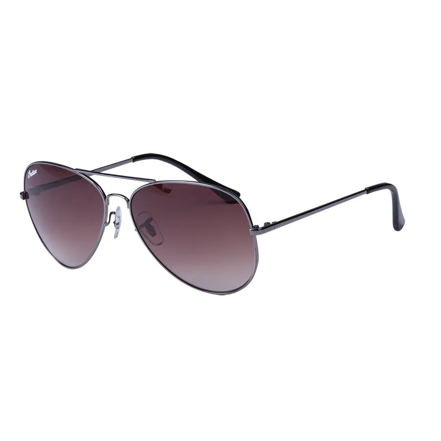 Aviator Sunglasses with Brown Lens, Silver