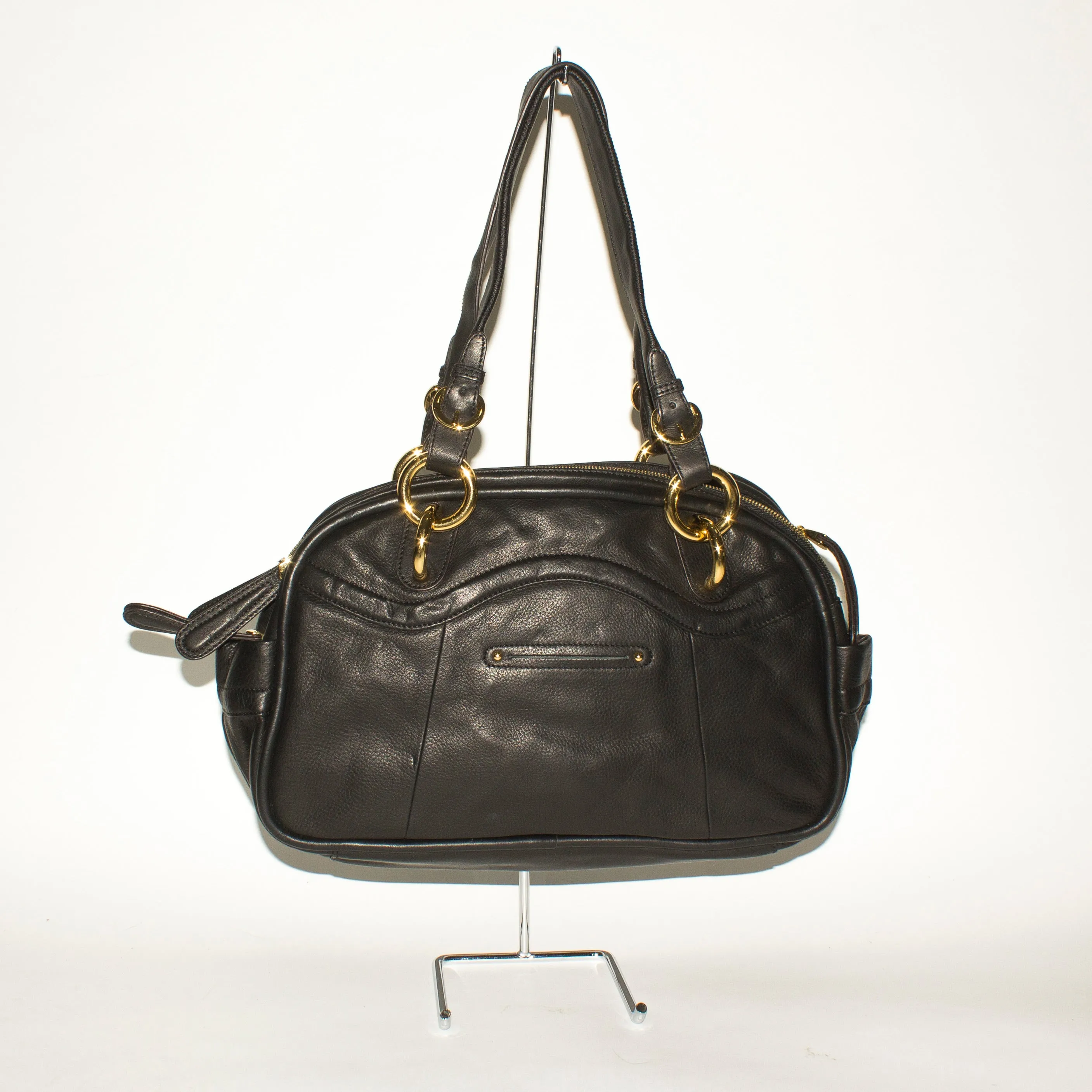 B MAKOWSKY Black Leather Handbag NWT