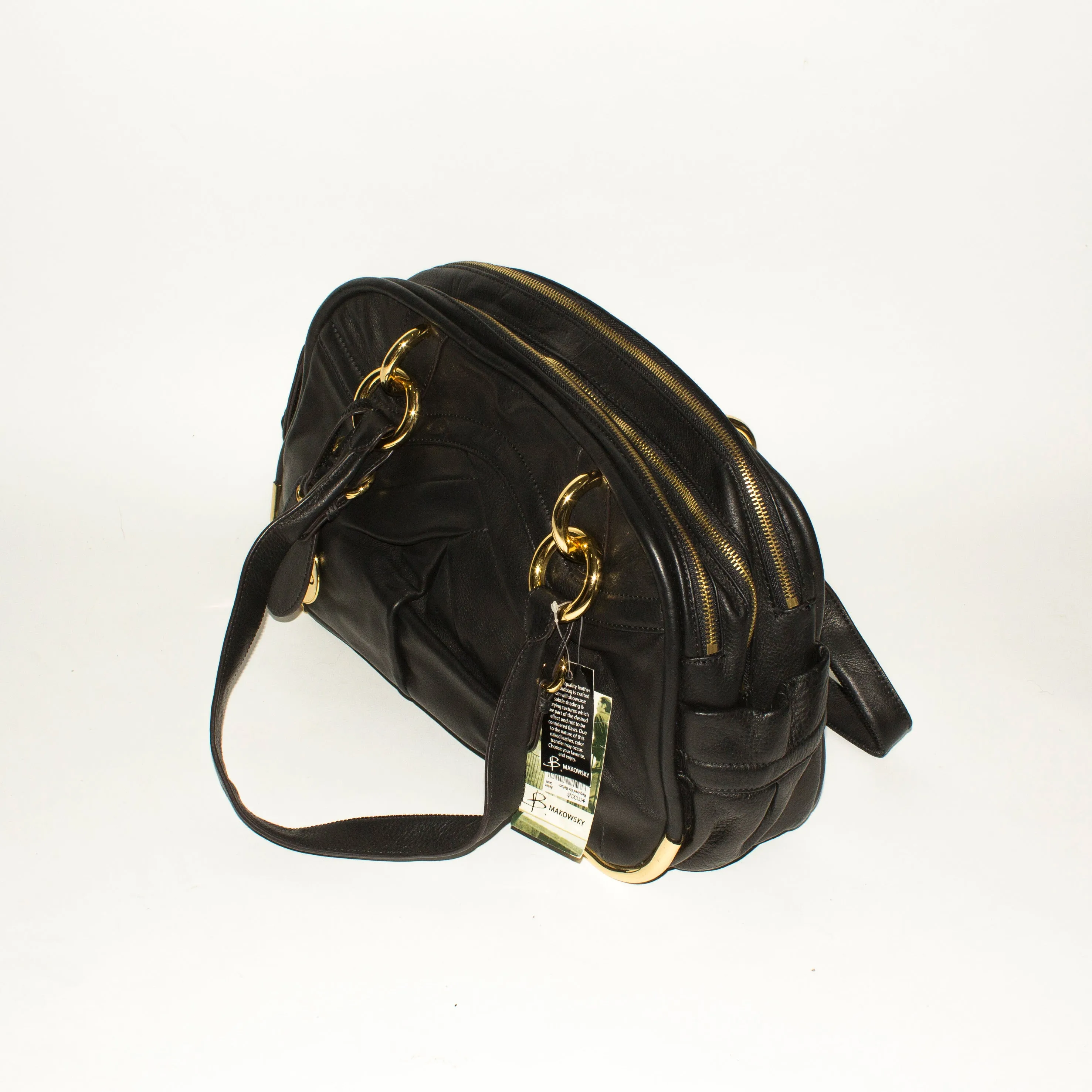 B MAKOWSKY Black Leather Handbag NWT