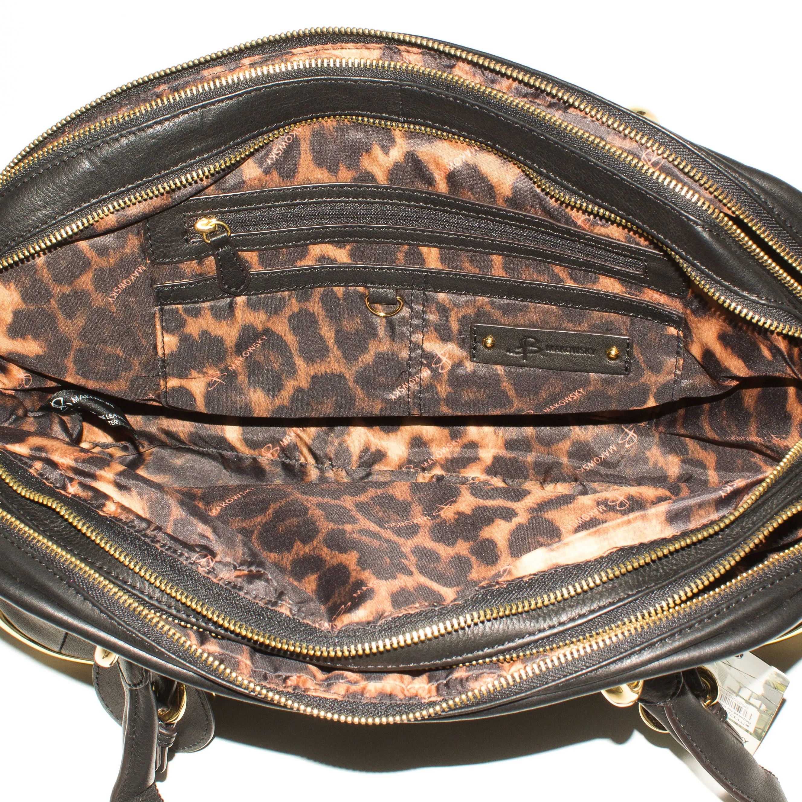 B MAKOWSKY Black Leather Handbag NWT