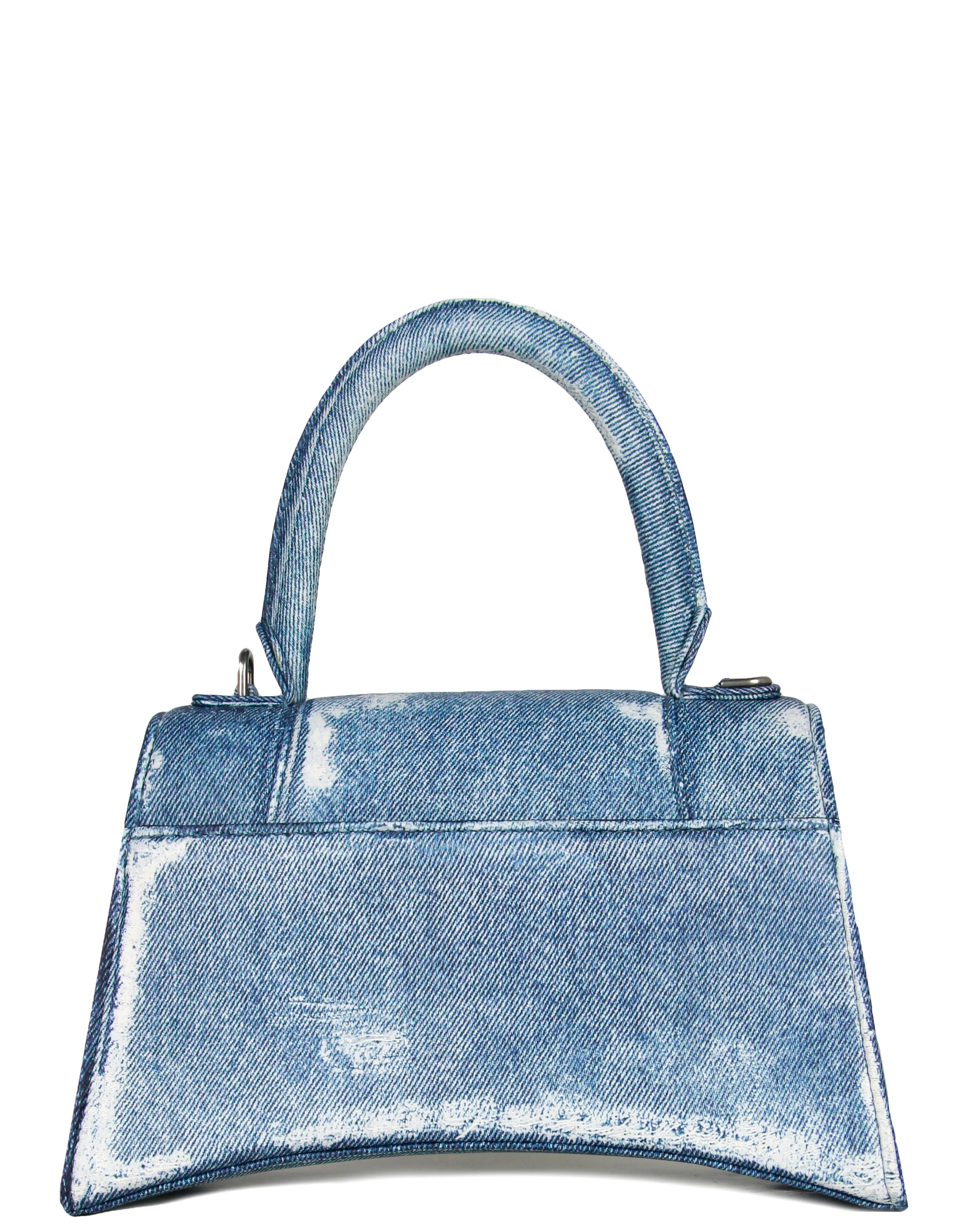 Balenciaga Indigo Calfskin Denim Printed Small Hourglass Top Handle Bag