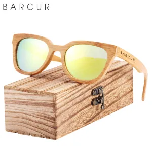 BARCUR Cat Eye Style Natural Wood Sunglasses Polarized UV400 Protection