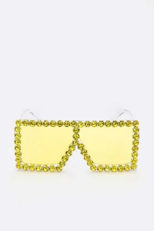 Beauty Inspired- Oversized Sunglasses with Bling Trim