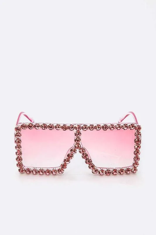 Beauty Inspired- Oversized Sunglasses with Bling Trim