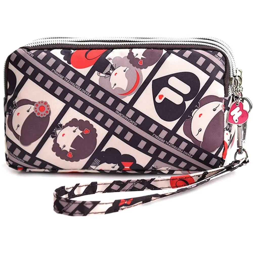 BIAOTIE Large Capacity Wristlet Wallet - Women Printed Nylon Waterproof Handbag Clutch Purse | Multiple Colors
