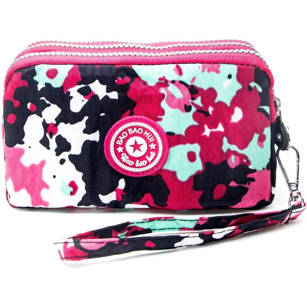 BIAOTIE Large Capacity Wristlet Wallet - Women Printed Nylon Waterproof Handbag Clutch Purse | Multiple Colors