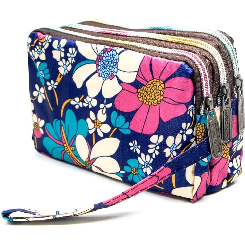 BIAOTIE Large Capacity Wristlet Wallet - Women Printed Nylon Waterproof Handbag Clutch Purse | Multiple Colors