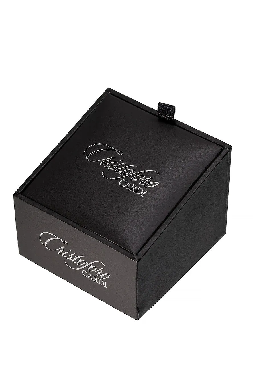Black Circular Onyx with Gold Trim Studs and Cufflinks Set