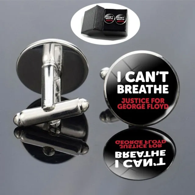 Black Lives Matter Shirt Cufflinks Men Fashion Silver Plated Cuff Links George Floyd Cufflinks Memorial Gift