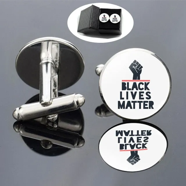 Black Lives Matter Shirt Cufflinks Men Fashion Silver Plated Cuff Links George Floyd Cufflinks Memorial Gift