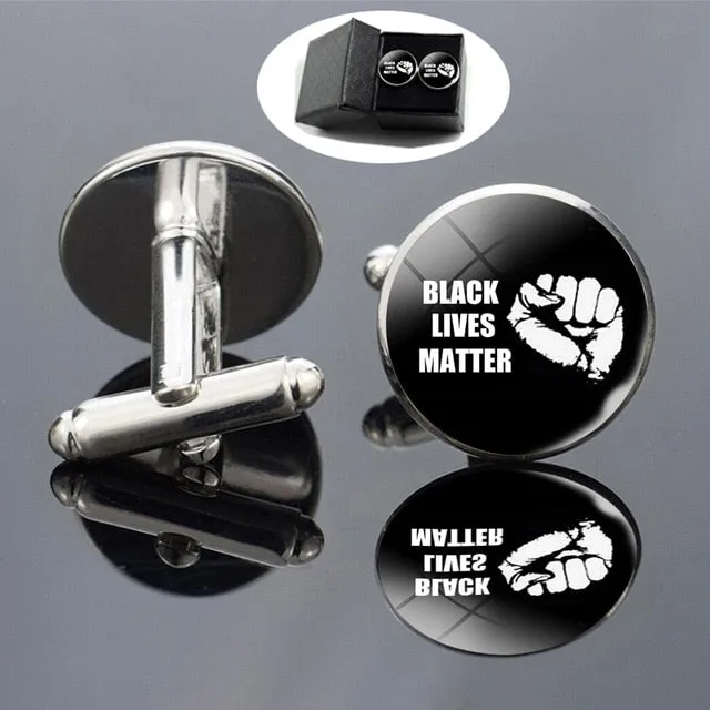Black Lives Matter Shirt Cufflinks Men Fashion Silver Plated Cuff Links George Floyd Cufflinks Memorial Gift
