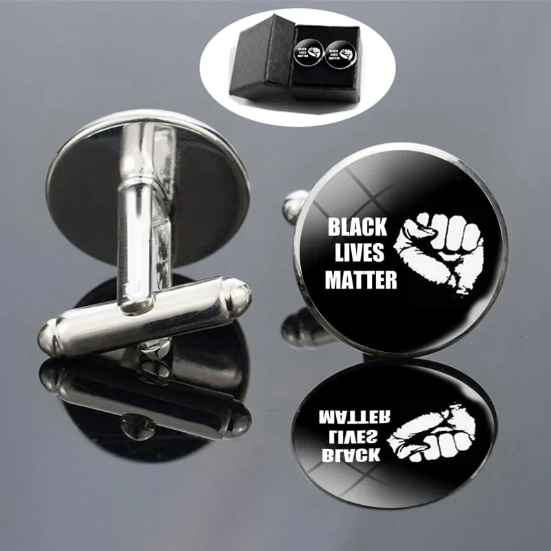 Black Lives Matter Shirt Cufflinks Men Fashion Silver Plated Cuff Links George Floyd Cufflinks Memorial Gift