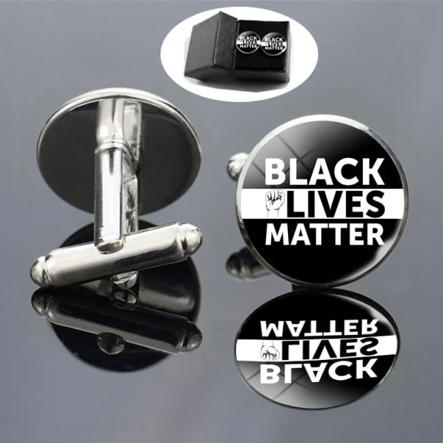 Black Lives Matter Shirt Cufflinks Men Fashion Silver Plated Cuff Links George Floyd Cufflinks Memorial Gift