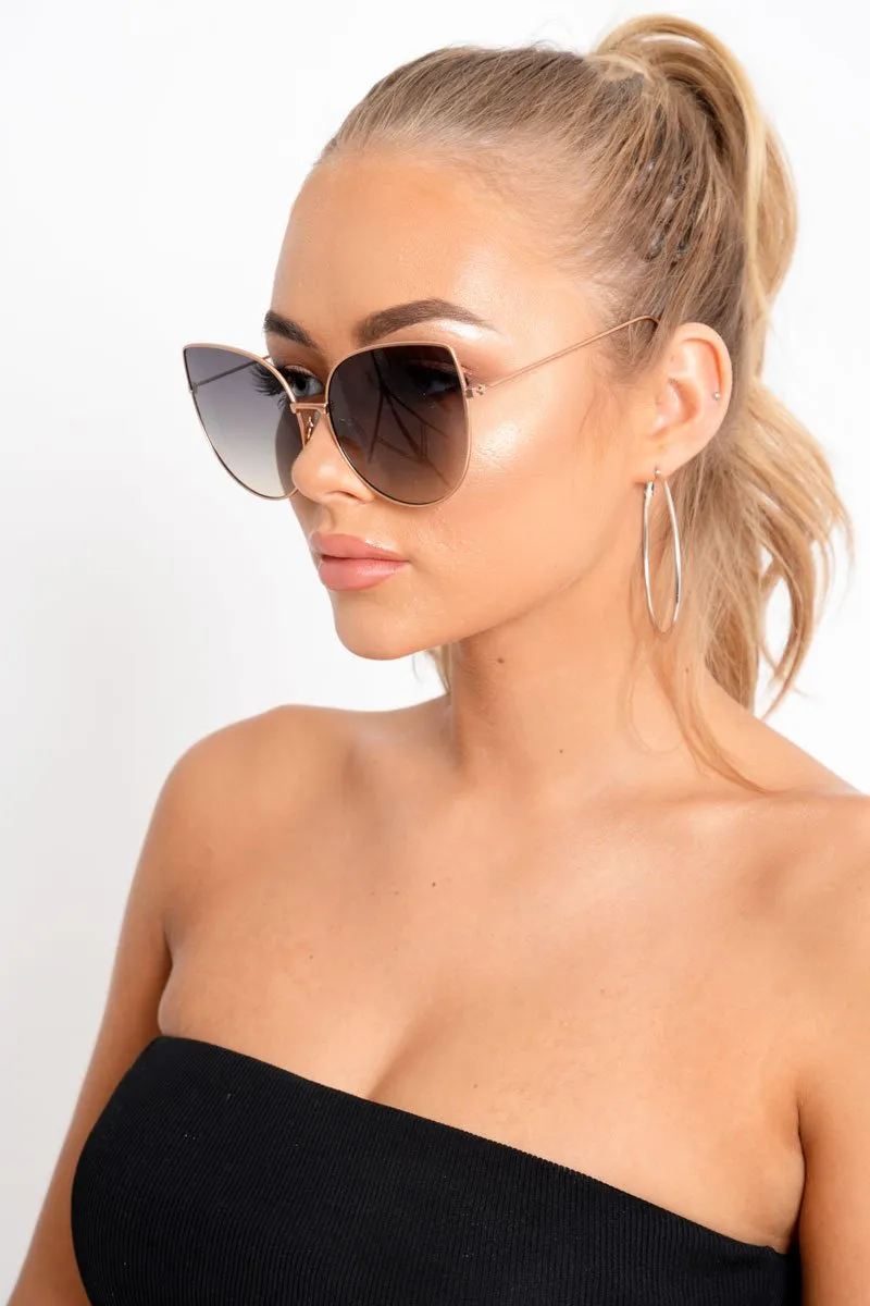 Black Oversized Cat Eye Sunglasses - Kaytlin