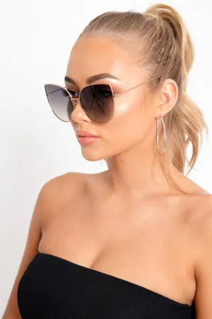 Black Oversized Cat Eye Sunglasses - Kaytlin