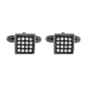 Blackened 18k White Gold Diamond Cufflinks Cuadrado